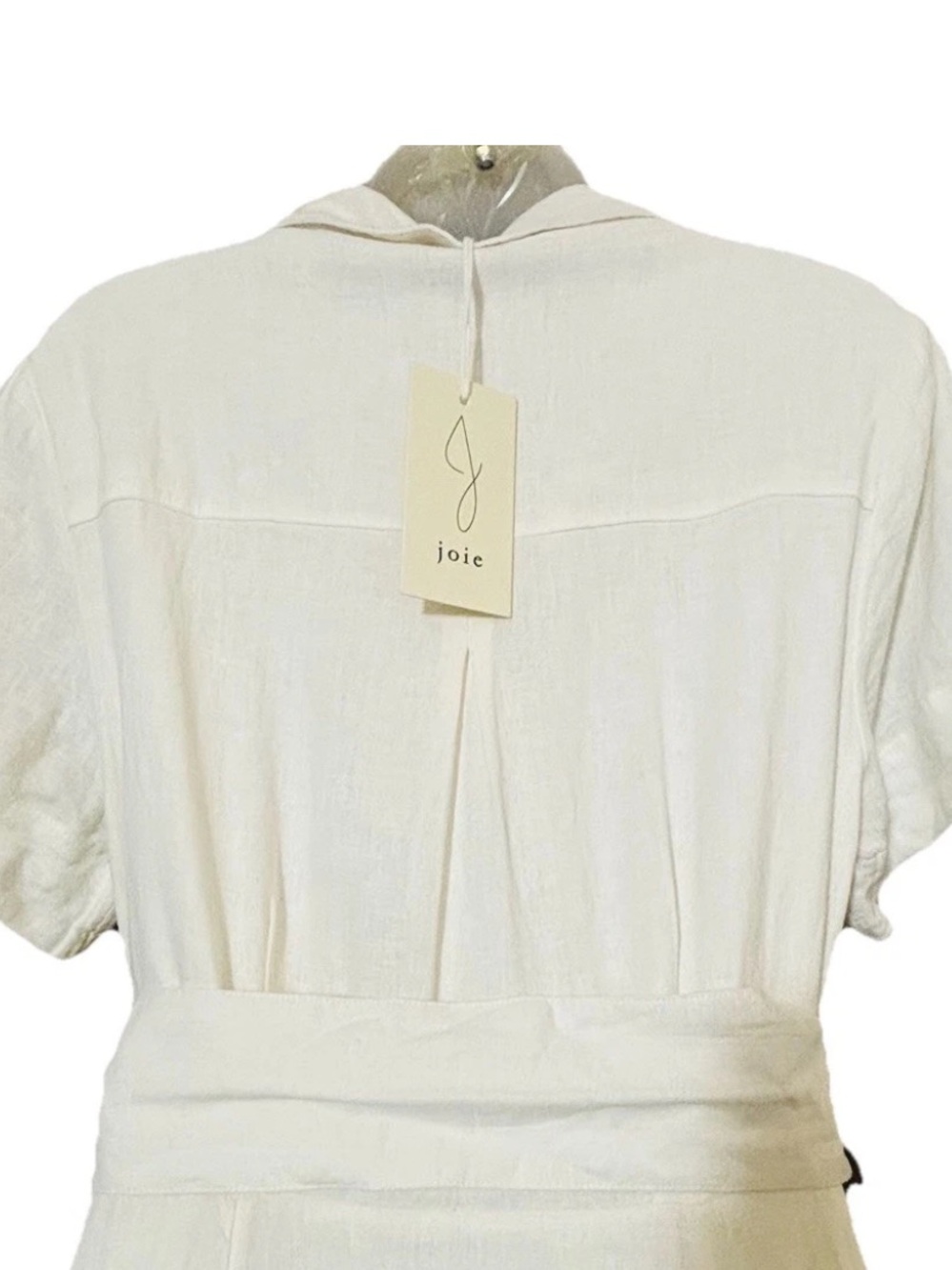 Joie Shirt Dress Linen Blend Button Front Belted Midi Neutral Minimalist - Picture 3 of 14